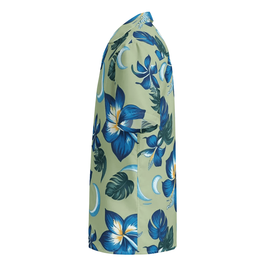 Blue Plumeria Flowers and Crecent moons Hawaiian shirt product image (3)
