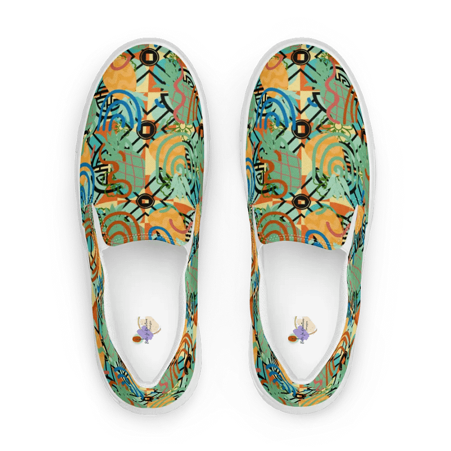 Yadit Abstract Collection in Green-Blue-Women's Slip-On Canvas Shoes product image (1)