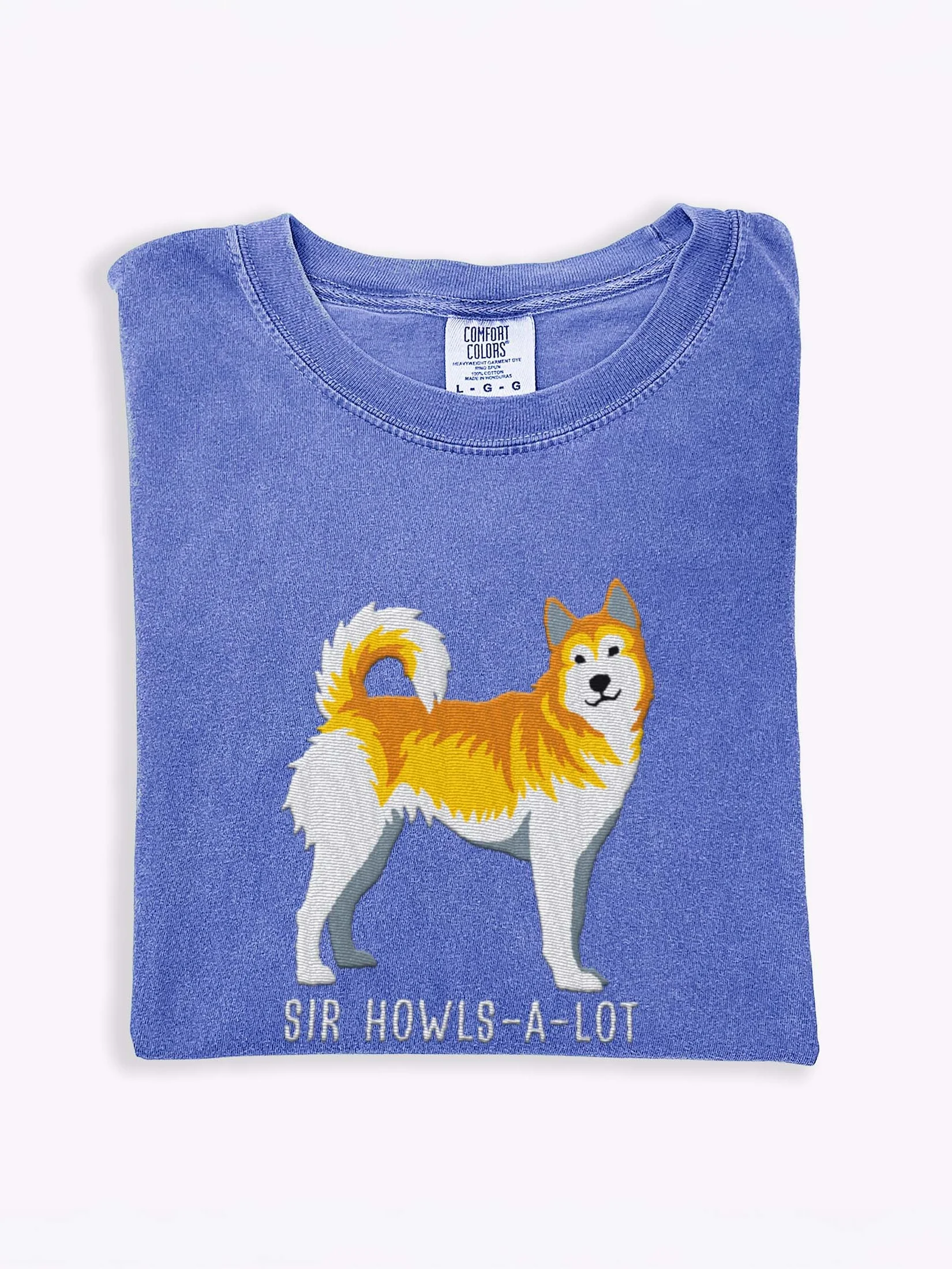 Sir Howls-A-Lot T-Shirt(Embroidered) of a Siberian Husky(Lemon) product image (1)