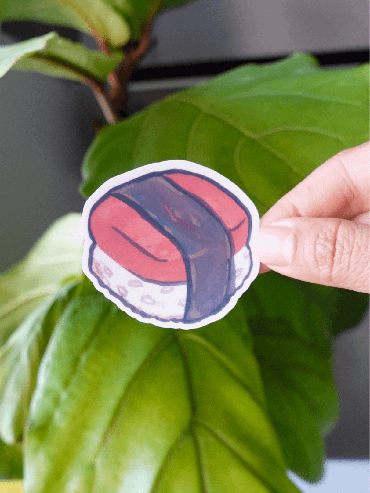 Spam Musubi gouache Waterproof Vinyl sticker product image (1)