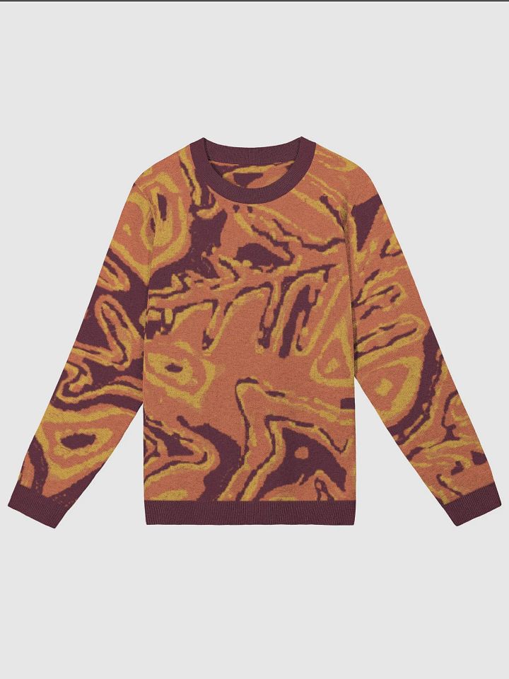 Burgundy Japanese Fiery Abstract Knitted Classic Sweater product image (1)