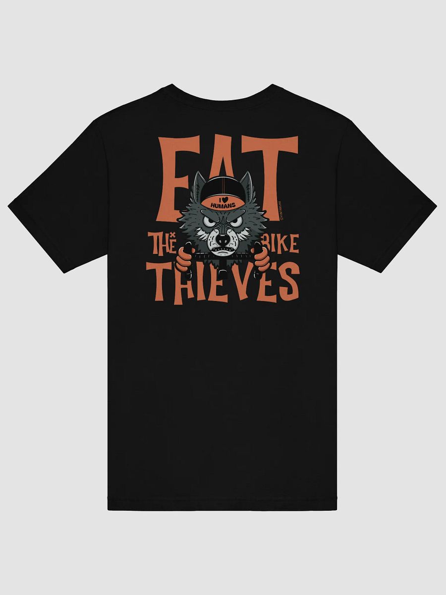 Eat the Bike Thieves, Funny Wolf Cyclist Graphic T-Shirt – Anti-Theft Cycling Shirt for Bikers & Commuters product image (6)