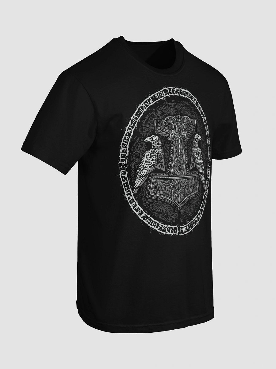 Viking Mjölnir T-Shirt with Huginn and Muninn – Norse Mythology Odin's Hammer Design product image (7)