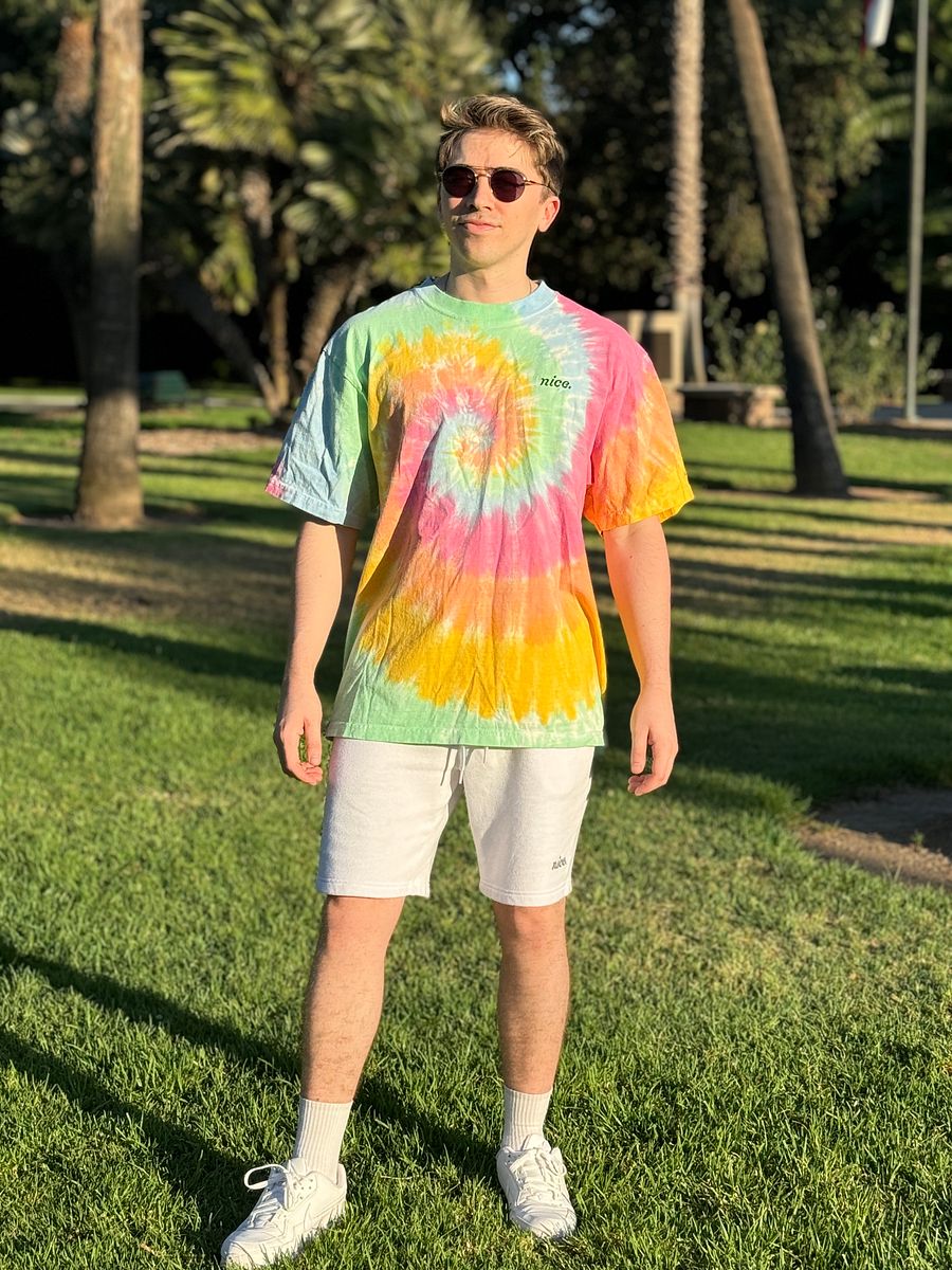 Nice. Embroidered Tie Dye Tee (Sherbet Rainbow) product image (10)