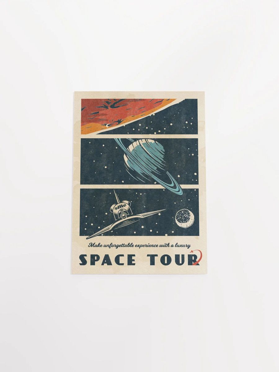 Space Tour — Vintage space poster, retro space art, propaganda poster, retrofuturism art, retro sci-fi print product image (6)
