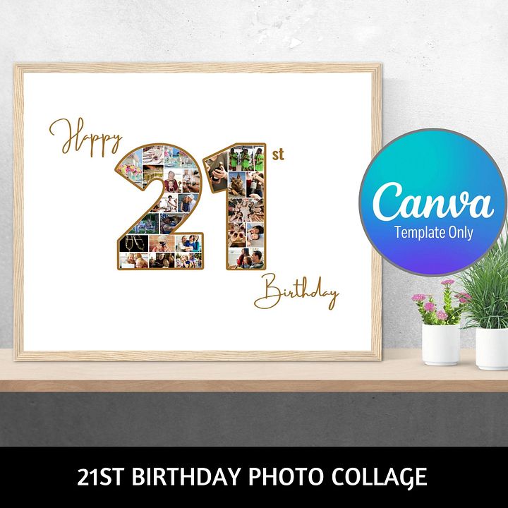Happy 21st Birthday Photo Collage Canva Template product image (1)