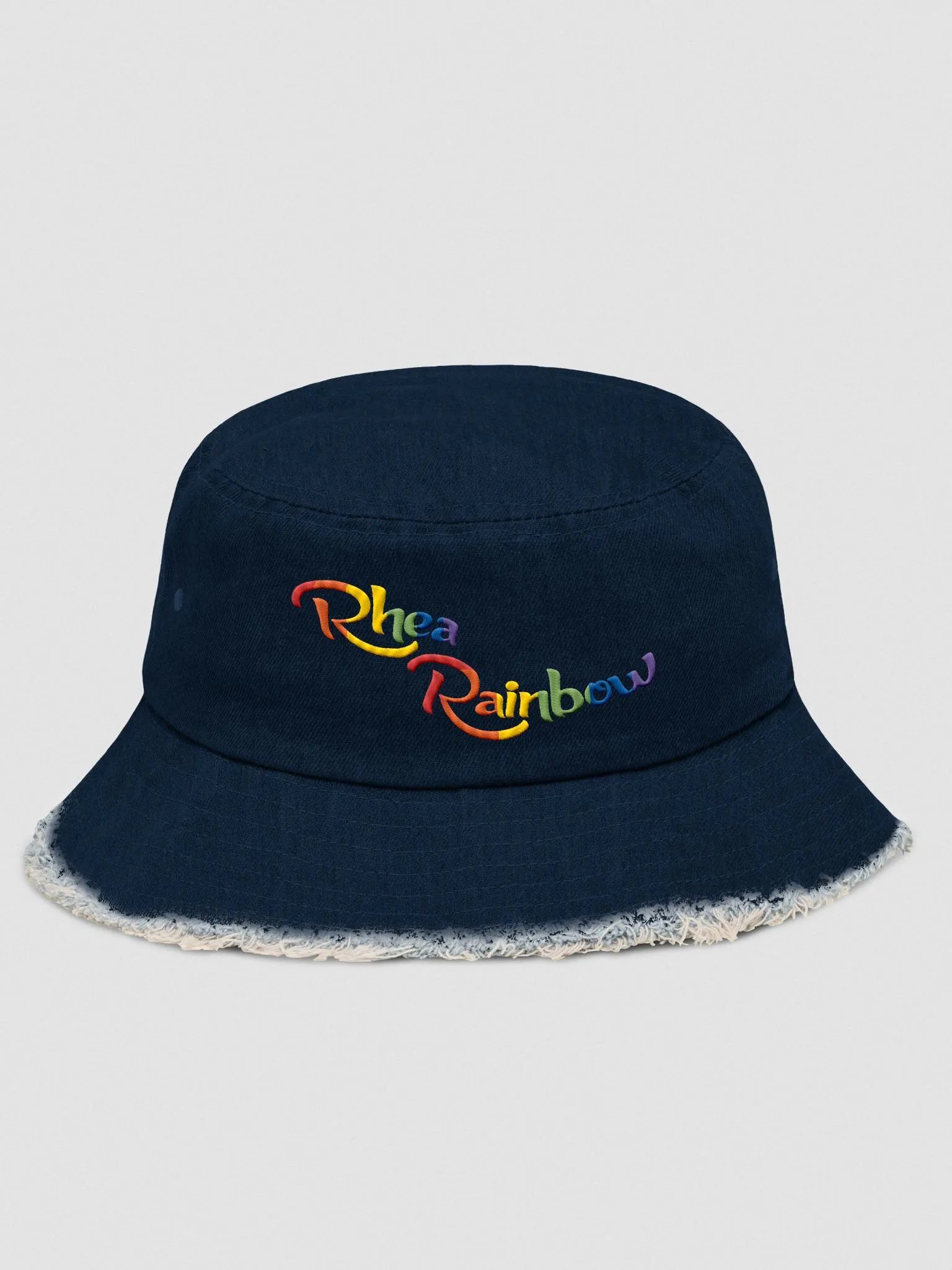 🌈Rhea Rainbow Distressed Denim Bucket Hat! product image (1)