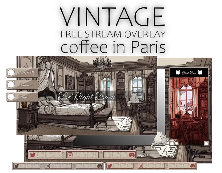 VINTAGE Stream OVERLAY PACK, Aesthetic overlay pack, Vintage gaming room overlay pack, Animated twitch overlay, Vintage Stream pack product image (1)