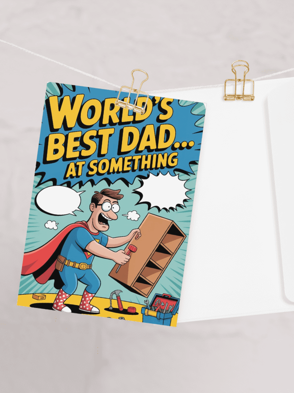 World's Best Dad Father's Day Greeting Card - Customizable Superhero Design - Exclusive at www.tdsmusic.com product image (1)