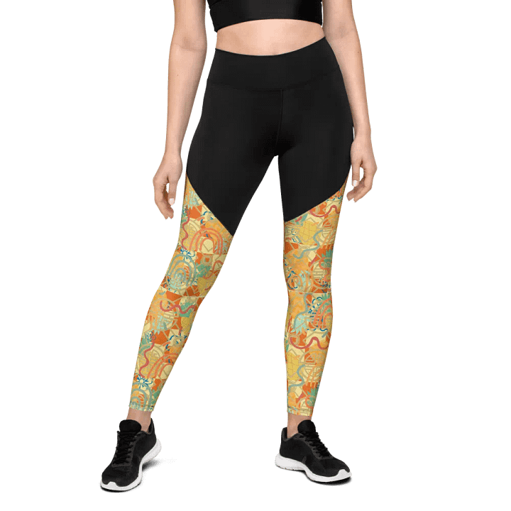 Yadit Abstract Collection in Yellow-Orange - All-Over Print Sports Leggings product image (1)