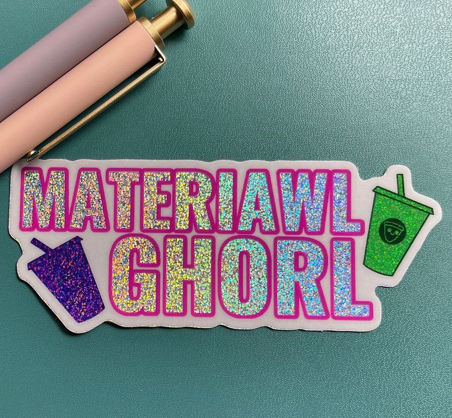 Holographic Glitter Material Girl Vinyl Sticker product image (1)