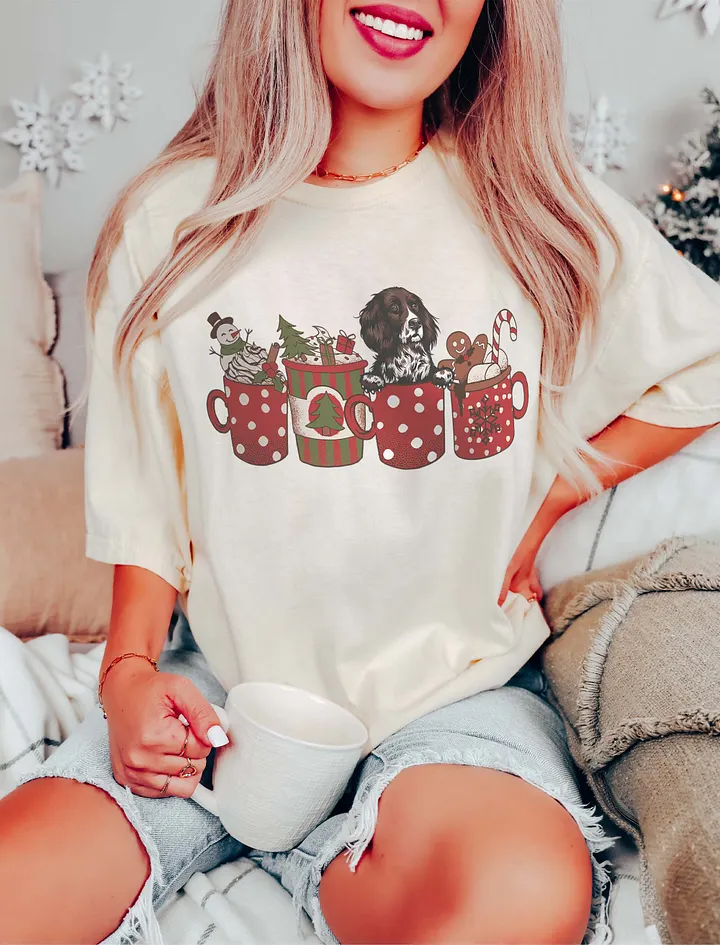 Cute Munsterlander in a Christmas Cup T-Shirt | Funny Christmas Pup in a Cup product image (11)