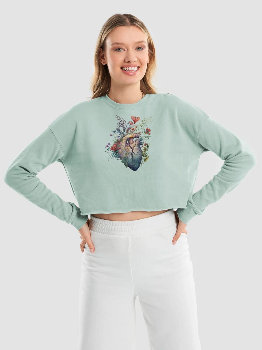 Wildflower Anatomy Heart Crop Pullover – Watercolor Floral product image (6)