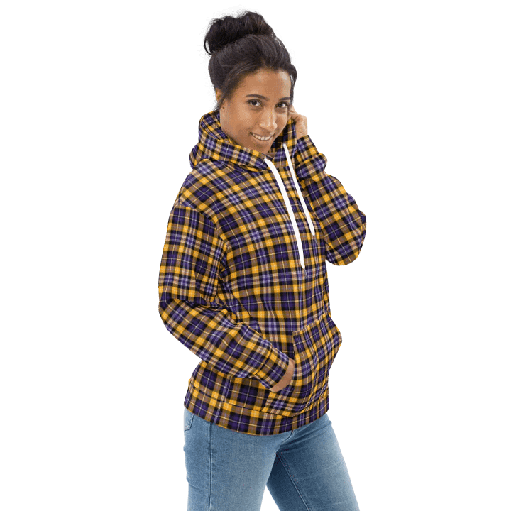 Purple and Yellow Gold Sporty Plaid Hoodie product image (1)