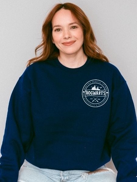 Hogwarts School Badge Cozy Minimalist Fall Sweatshirt product image (18)