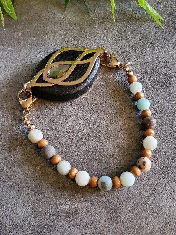 Harvest Bracelet | Amazonite & Wood | Handmade Accessory for Bellabeat Leaf Urban & Ivy product image (2)