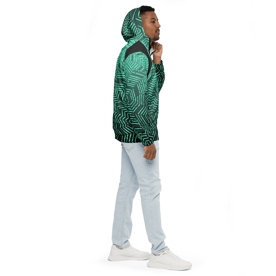 Neon chaos windbreaker, Turquoise and dark grey product image (5)