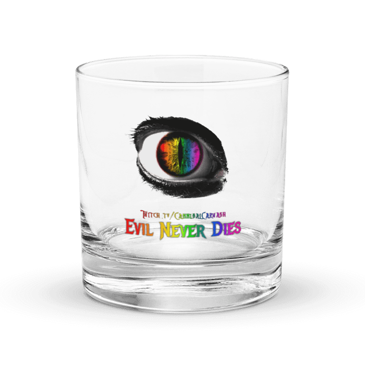 Rainbow Evil Never Dies Logo Glass Cup product image (1)