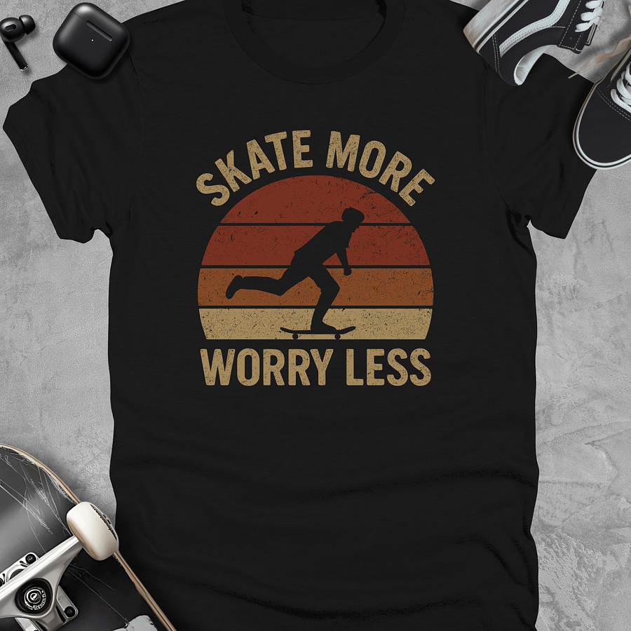Skate more worry less, Funny skateboarding t-shirt, Unisex product image (1)