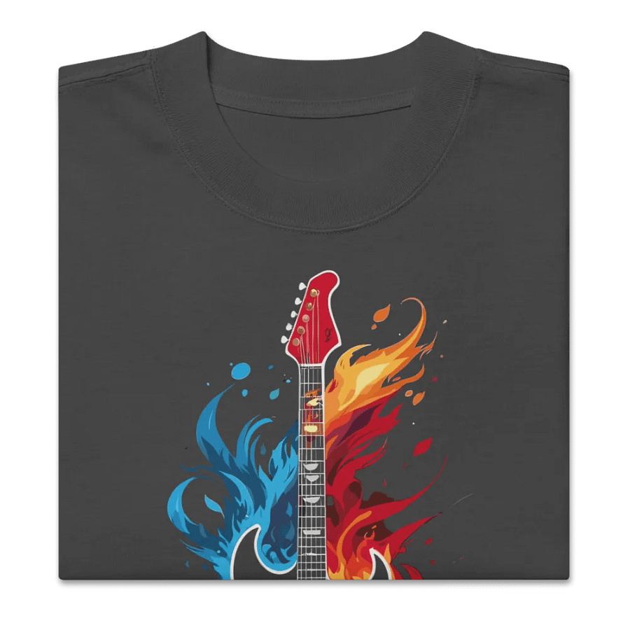 Flaming Water Electric Guitar - Premium Oversized Faded T-Shirt product image (10)