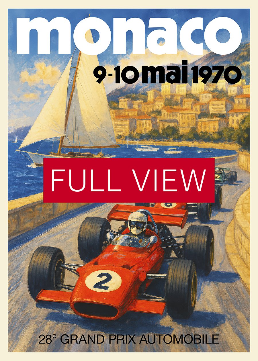 Monaco Vintage F1 Grand Prix 1970 Art Poster — Auto Racing Wall Art, Formula 1 Print product image (3)