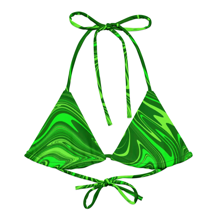 Padded String Bikini Top - Different Shades of Green Digital Fluid Art product image (5)