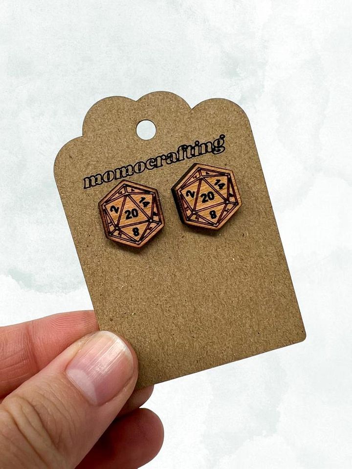 D20 Dice Stud Earrings (Cherry) product image (1)
