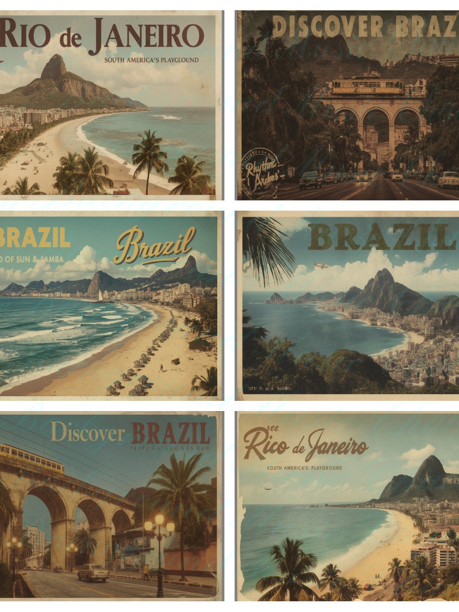 Vintage Bossa Nova Acoustic Jazz Guitar (Episodes 5–10) • 6 Vintage Copacabana Images • 3 Sizes Each • Pro Photo Bundle (18 Files) product image (1)