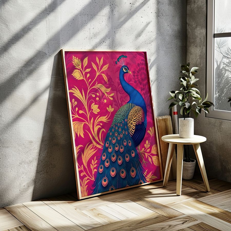 Art Nouveau Peacock on Fuchsia product image (5)
