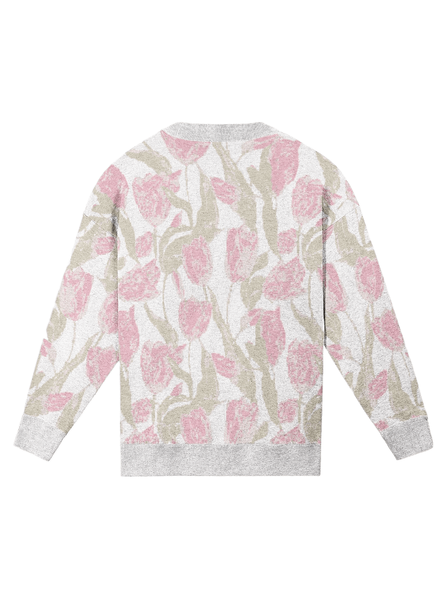 Pink Tulips Knit Crewneck Sweater product image (10)