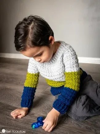 Color Block Sweater Child's Sizes Crochet Pattern product image (1)