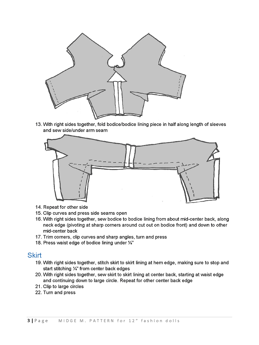 Midge M sewing pattern for 12" fashion dolls product image (3)