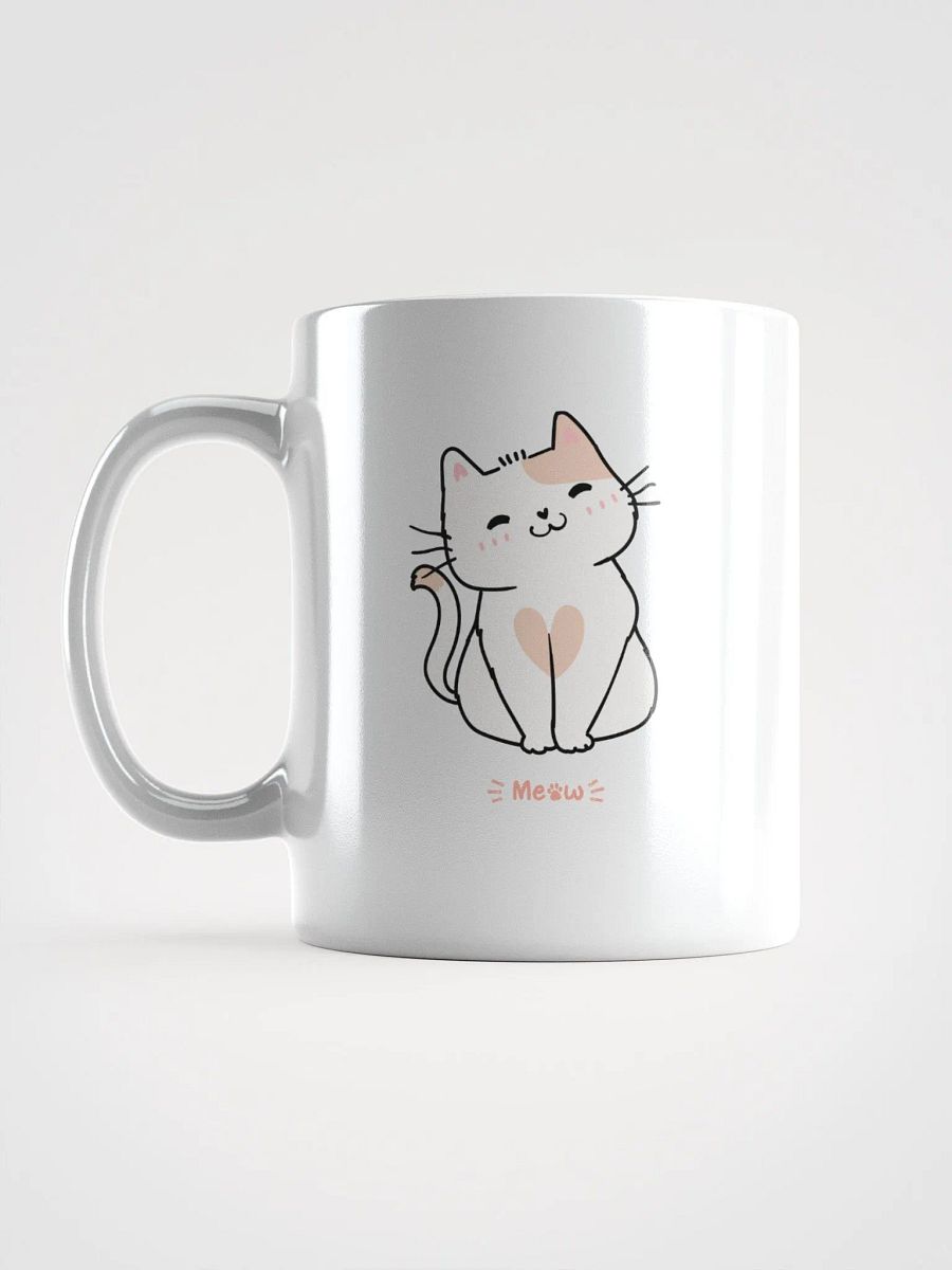 White Glossy Mug Doodle Smile Cat product image (6)
