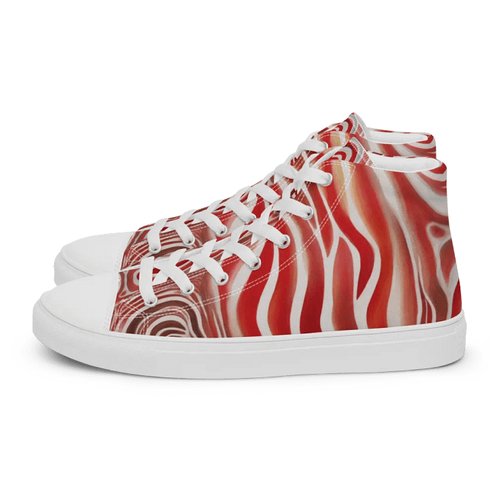 Funky Red Liquid Tie-Dye Explosion Men's High-Top Canvas Shoes product image (2)