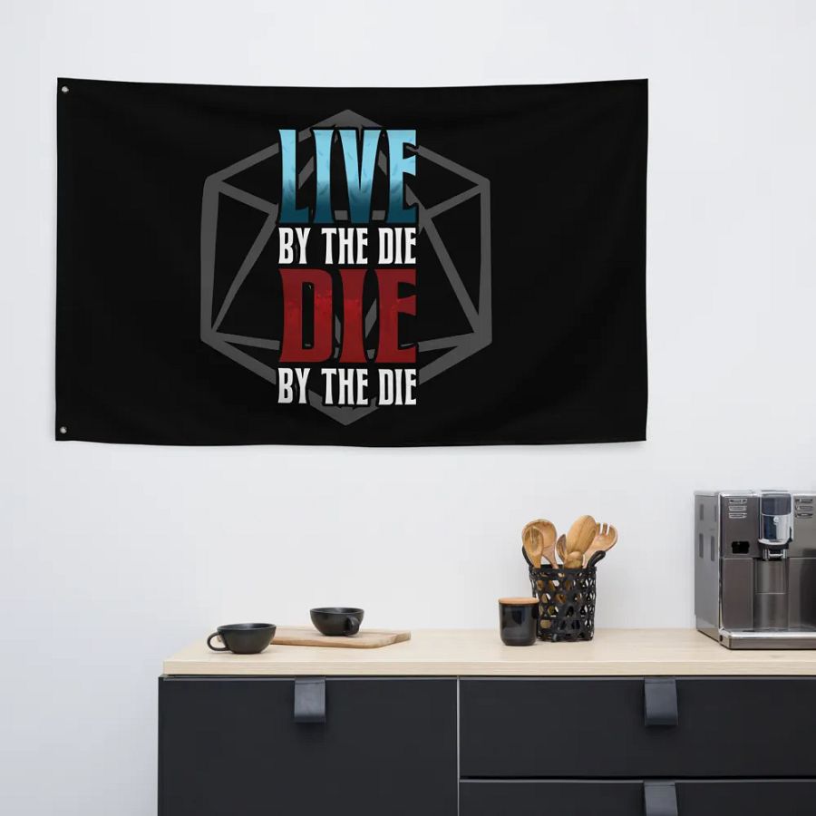 Live by the Die, Die by the Die Horizontal Flag (Black) product image (6)