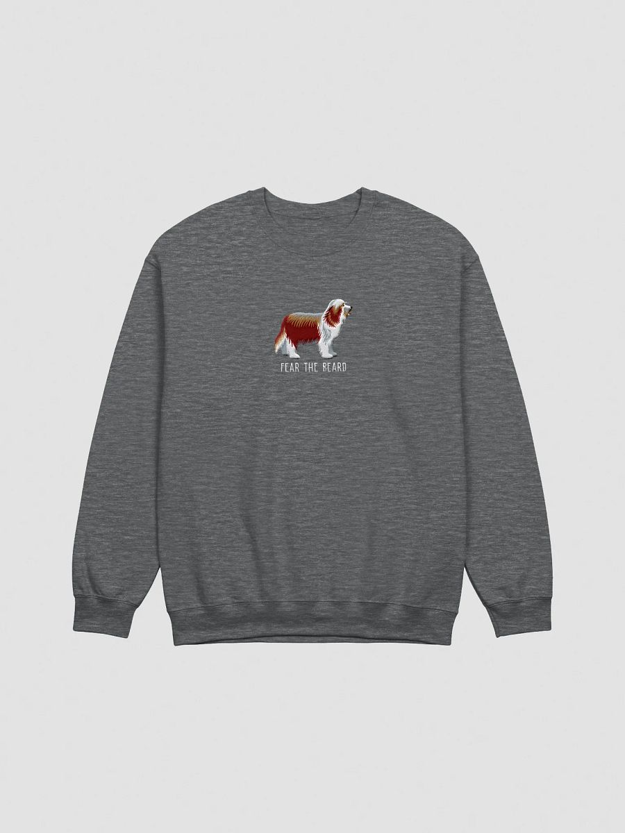 Fear the Beard Sweatshirt (Embroidered) of a Bearded Collie(Red & White) product image (10)