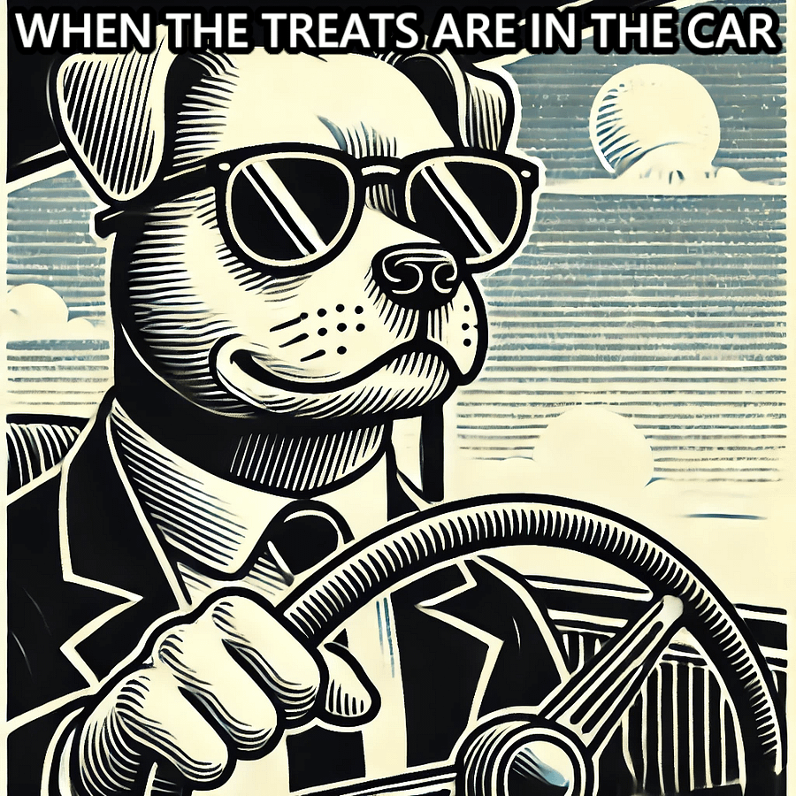 Dog Driving Car Plastic Meme Art Work product image (3)