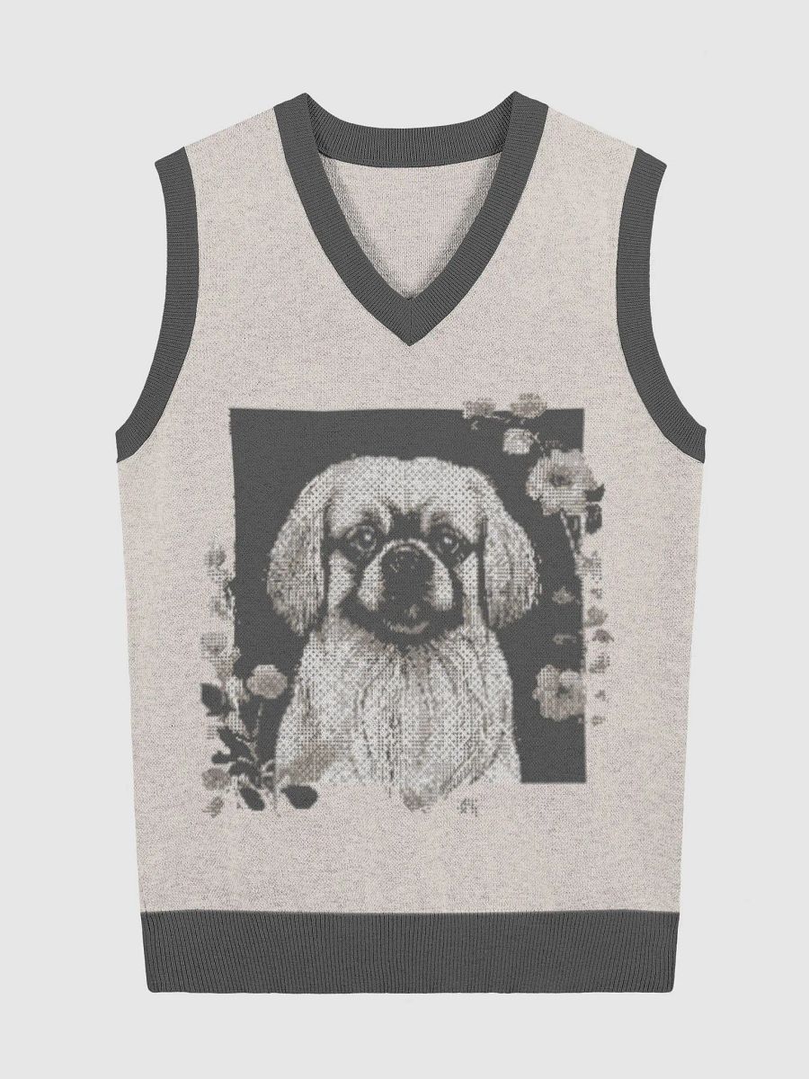 Floral Pekingese Knitted V-Neck Vest product image (3)