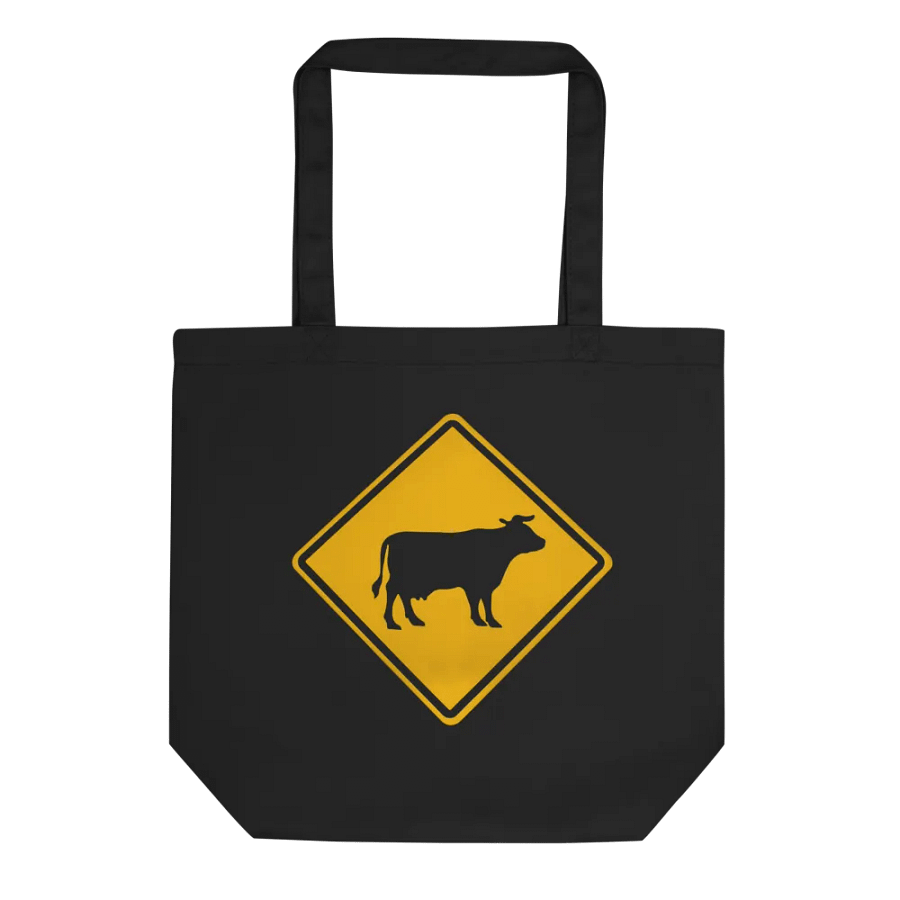 "Cow crossing sign" Black bag (medium size) product image (3)