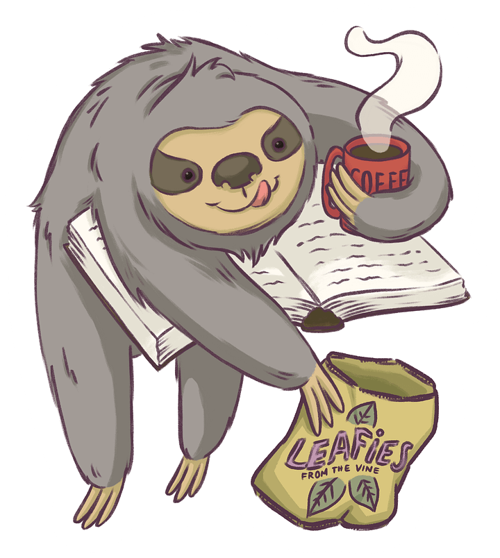 sticker : booklover sloth product image (1)