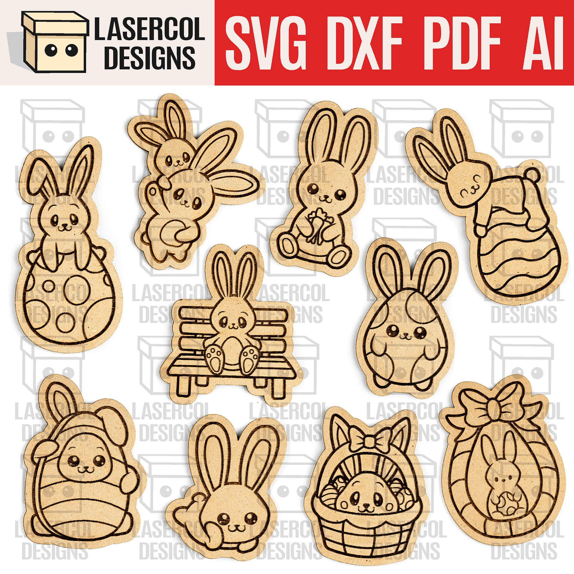 Easter Bunny Paint Kit DIY Cut Outs Set 4 - Laser Cut Files product image (1)