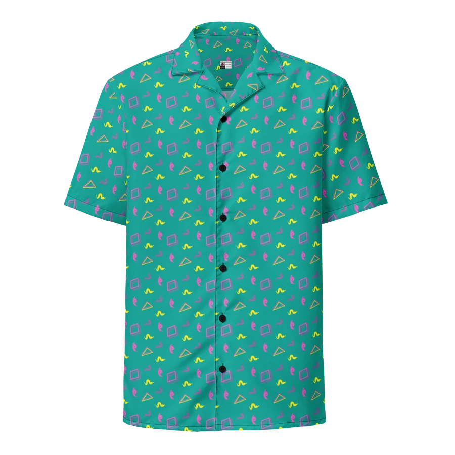Oh Worm teal pattern button down shirt product image (2)
