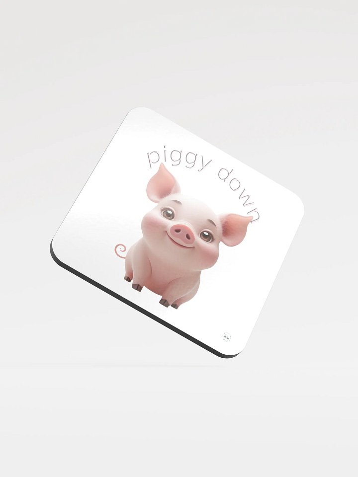 Piggy Down Glossed Cork Coaster product image (1)