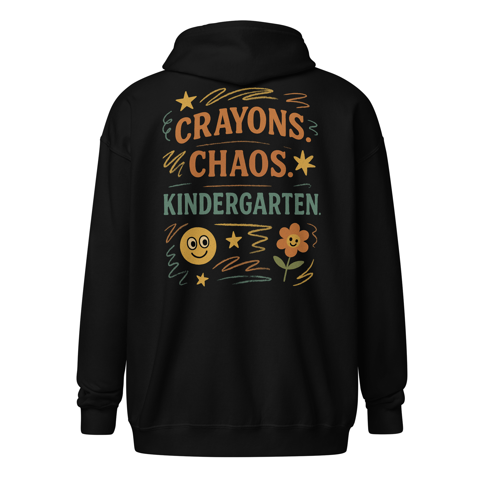 Crayons. Chaos. Kindergarten. Zip Hoodie – Funny Teacher Hoodie product image (1)