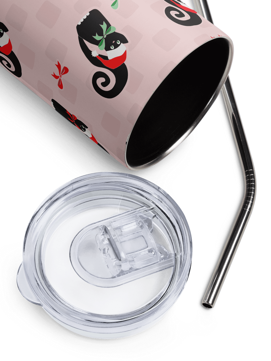 Christmas Kitties in a Row 20 oz Stainless Steel Tumbler with Straw - Pink product image (4)