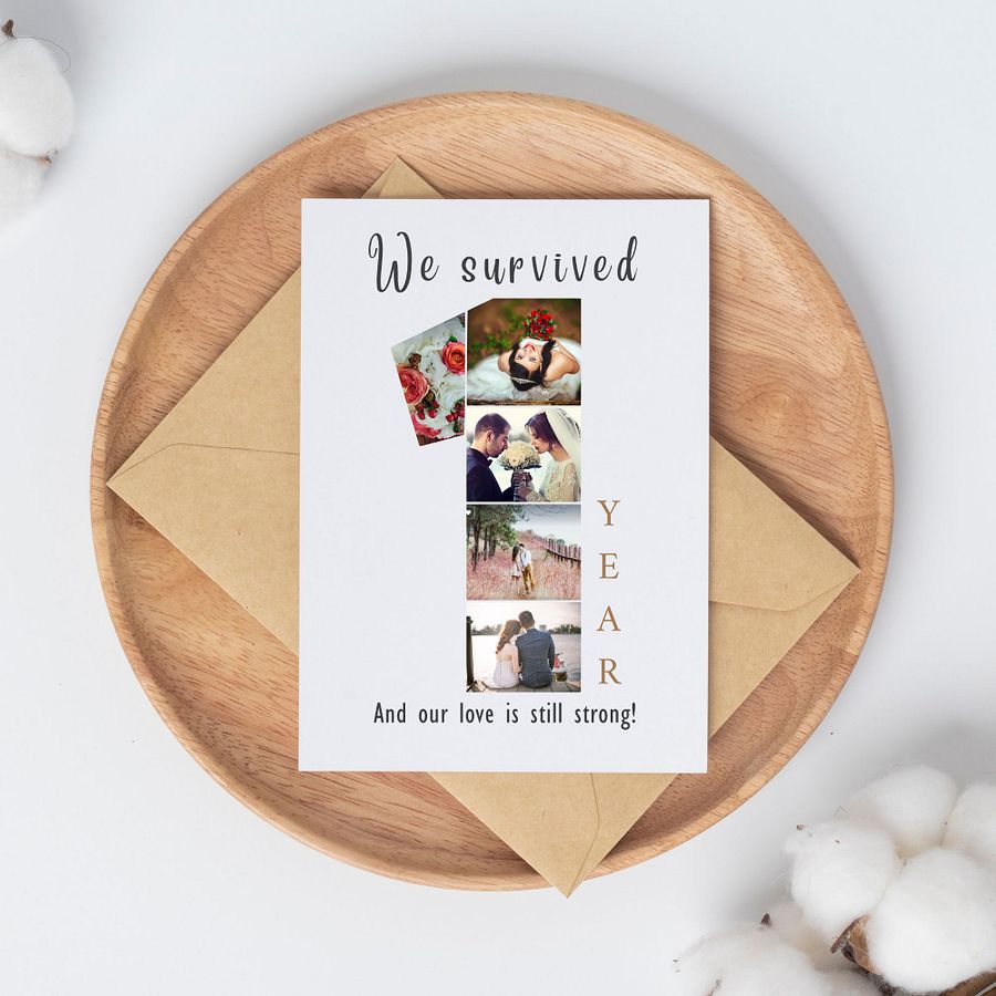 1 Year Anniversary Photo Card Editable Canva Template product image (4)