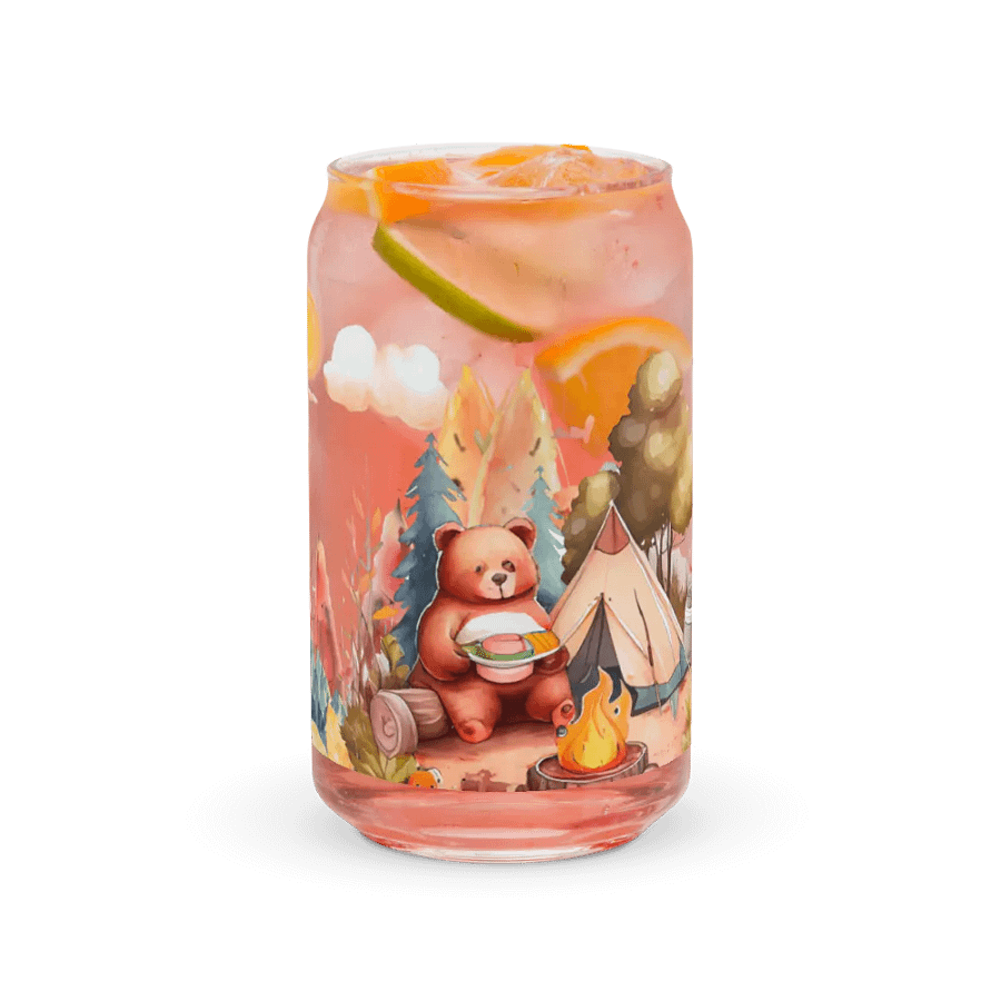 Camping Bear Glass Can | Wilderness Adventure Drinkware product image (7)