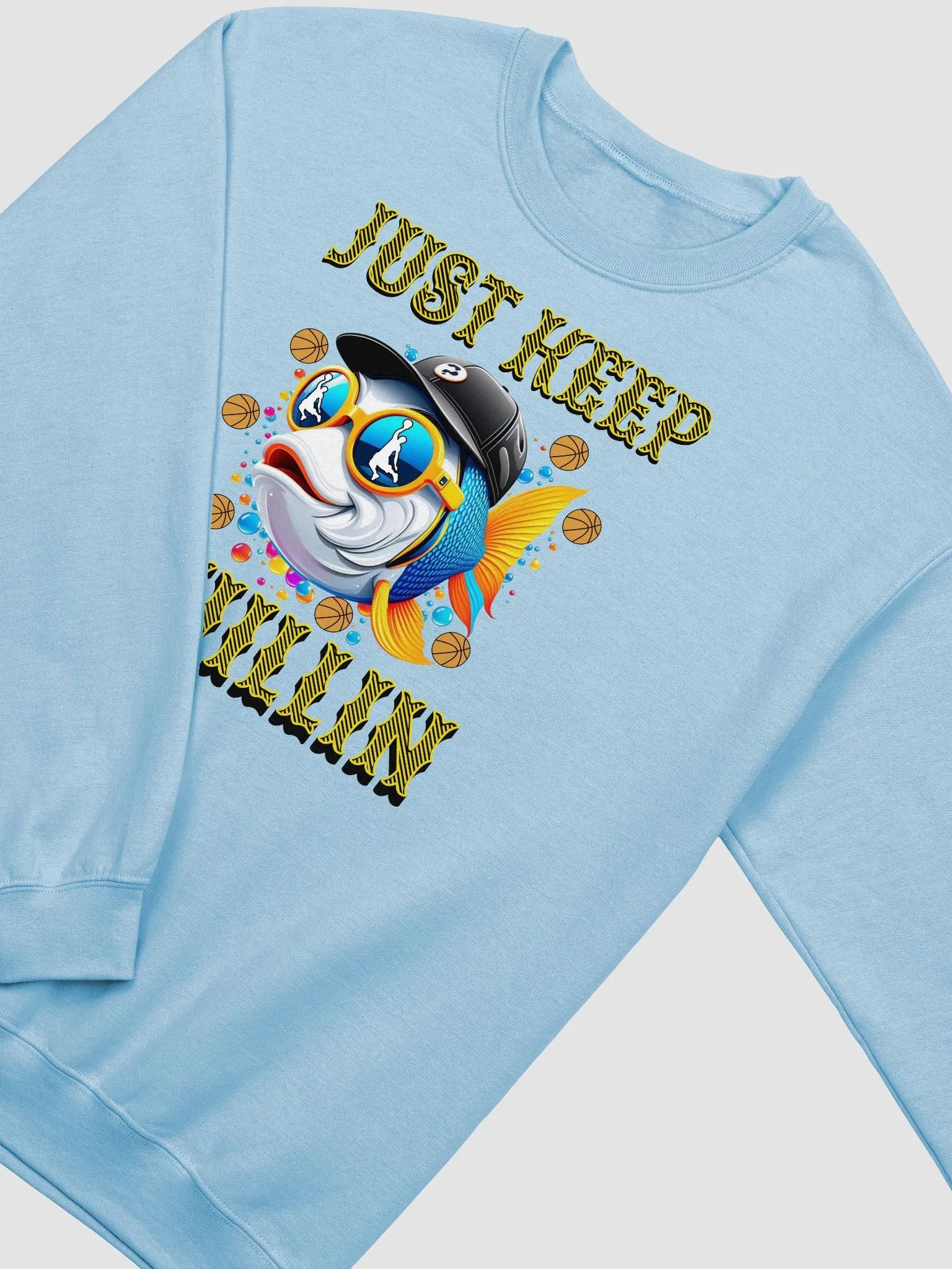 Just Keep Chillin Basketball Fish Cartoon Crewneck Sweatshirt product image (6)