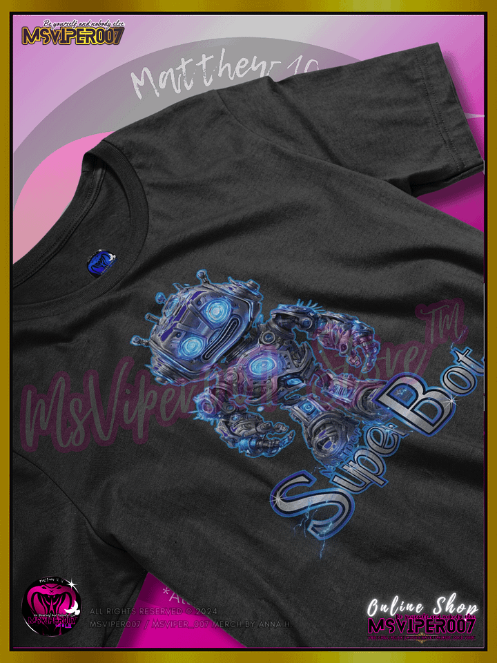 T-Shirt - MsViper007's "Super Bot [blue electric]" Gaming Comfort T-shirt By Anna H. product image (2)