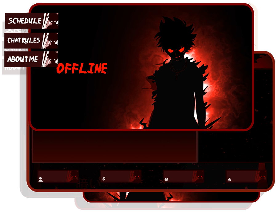 DARK ANIME Stream Overlay Pack, Anime Overlay pack, Anime Twitch Overlay, Gaming Stream Overlay, Red Overlay Twitch, Phonk Twitch Overlay product image (1)